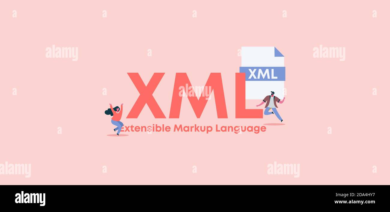 XML extensible markup language. Web programming certificate applications security digital privacy and marketing. Stock Vector