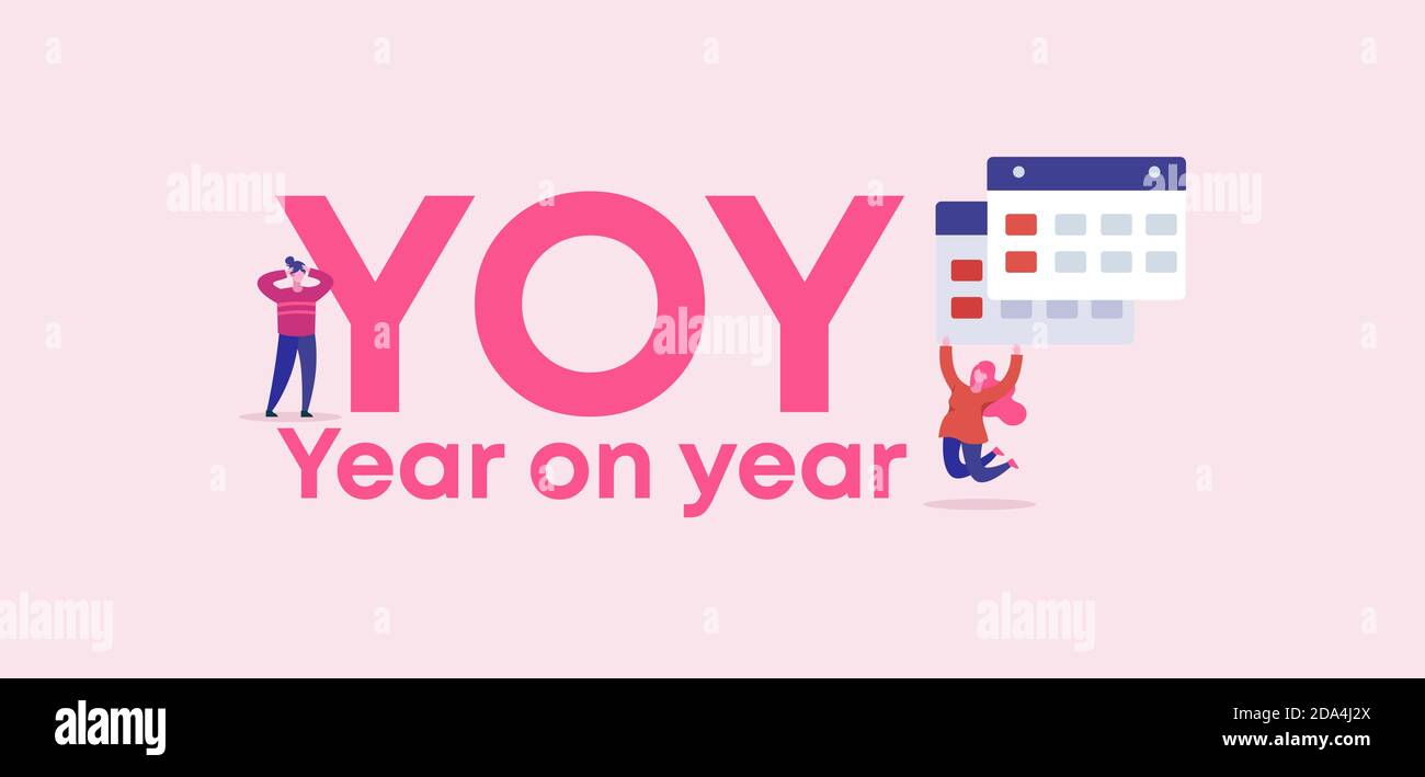 YOY year on year. Advertising media management organization of site web applications discussion. Stock Vector