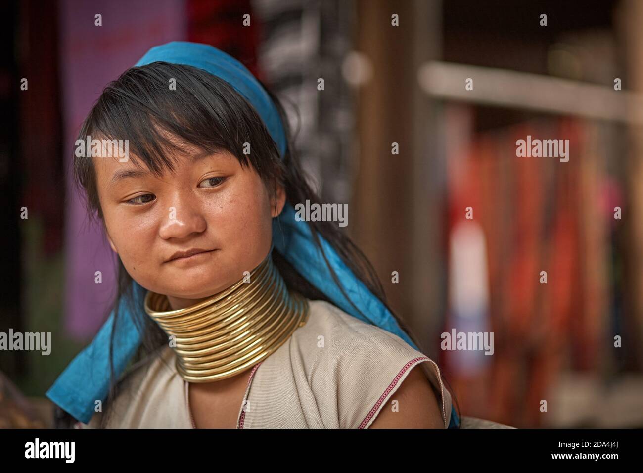Mae Hong Son, Thailand, March 2012. Portrait of a young Karen woman