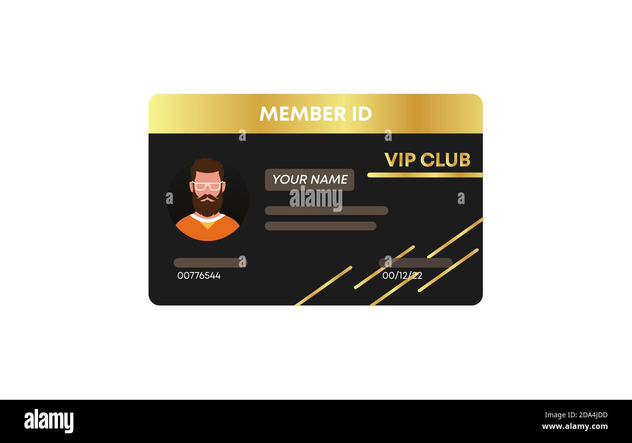 Member ID card template. Special vip client card secure pass For Personal Identification Card Template