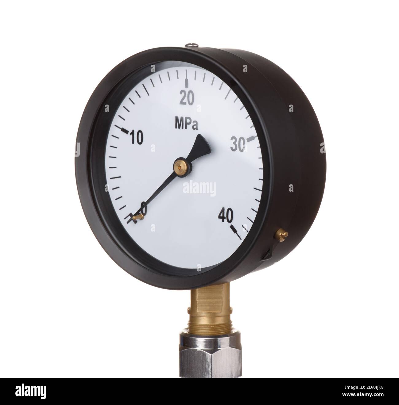 Industrial pressure meter isolated on white Stock Photo