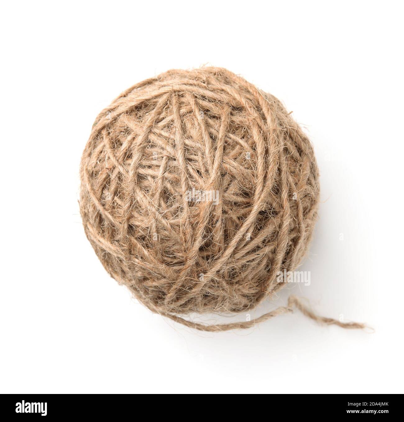 Top view of natural jute twine ball isolated Stock Photo