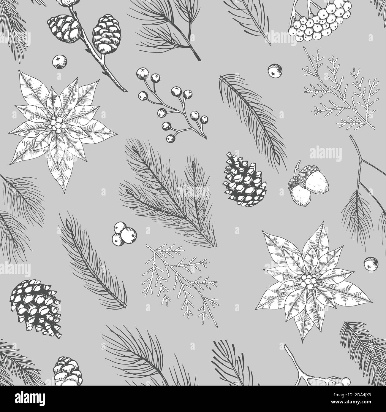 Seamless pattern with Christmas elements. Vector illustration Stock ...