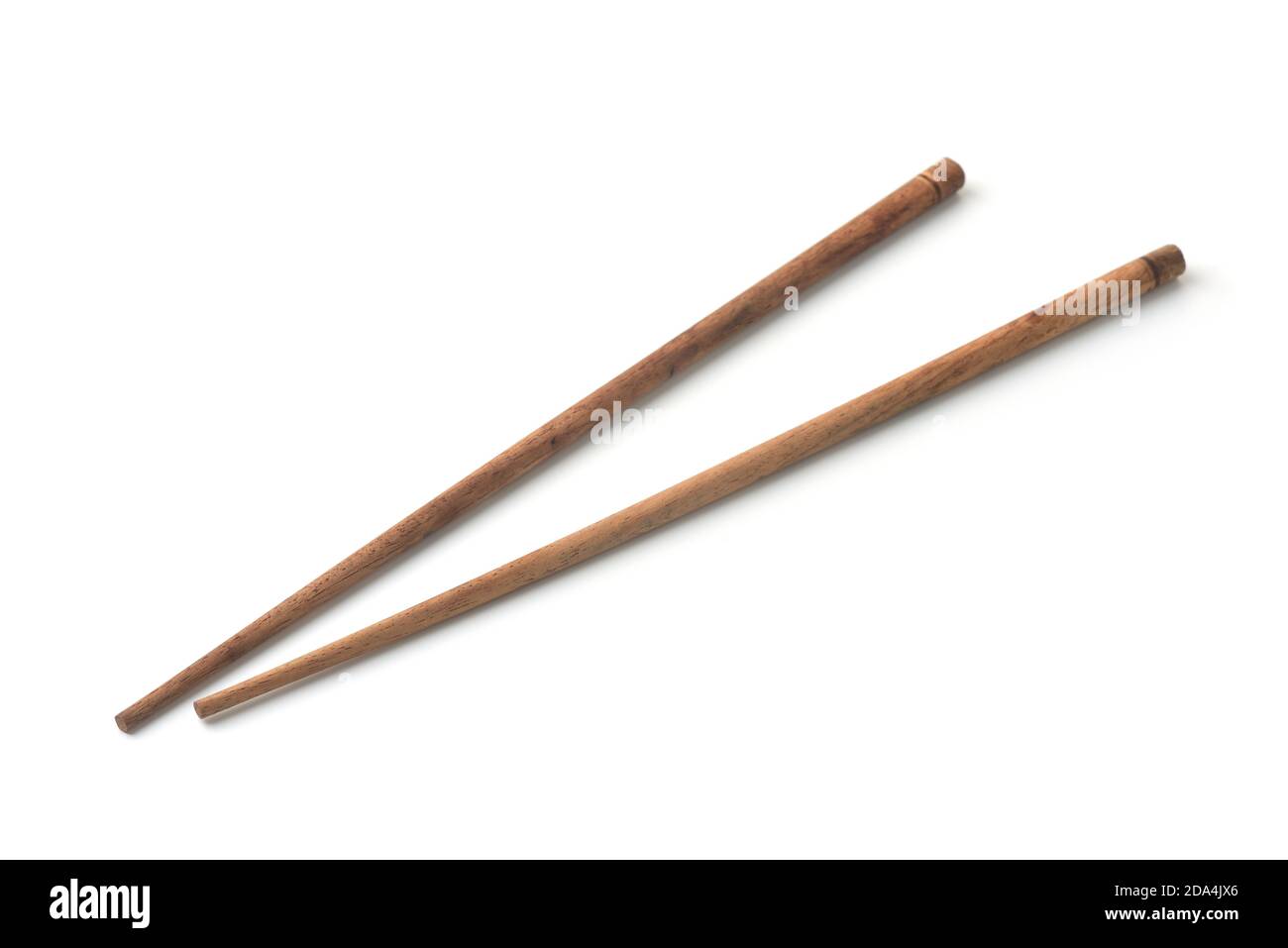 Pair of wooden chopsticks isolated on white Stock Photo