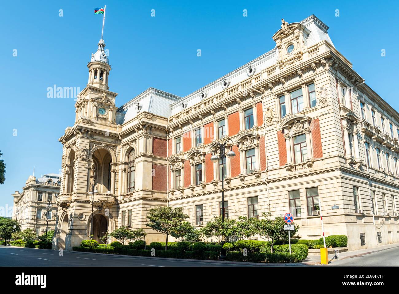 Baku, Azerbaijan – July 18, 2020. The City Hall building on Istiqlaliyyet street in Baku. View without people in summer. The building dates from 1904 Stock Photo