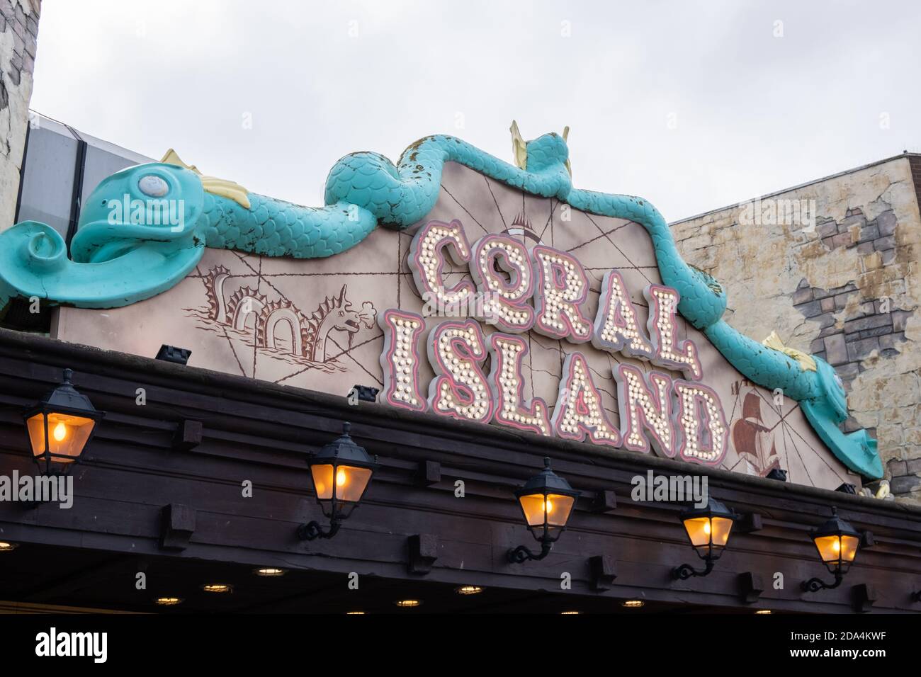 Sign above Coral Island arcade in Blackpool August 2020 Stock Photo Alamy Sign above Coral Island arcade in Blackpool August 2020 Stock Photo Alamy