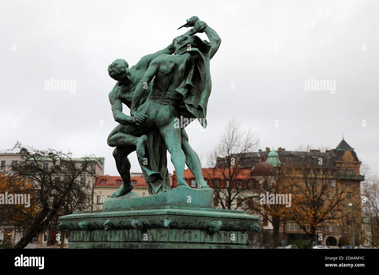 The Knife Wrestlers sculpture by Johan Peter Molin at Gothenburg in Sweden Stock Photo