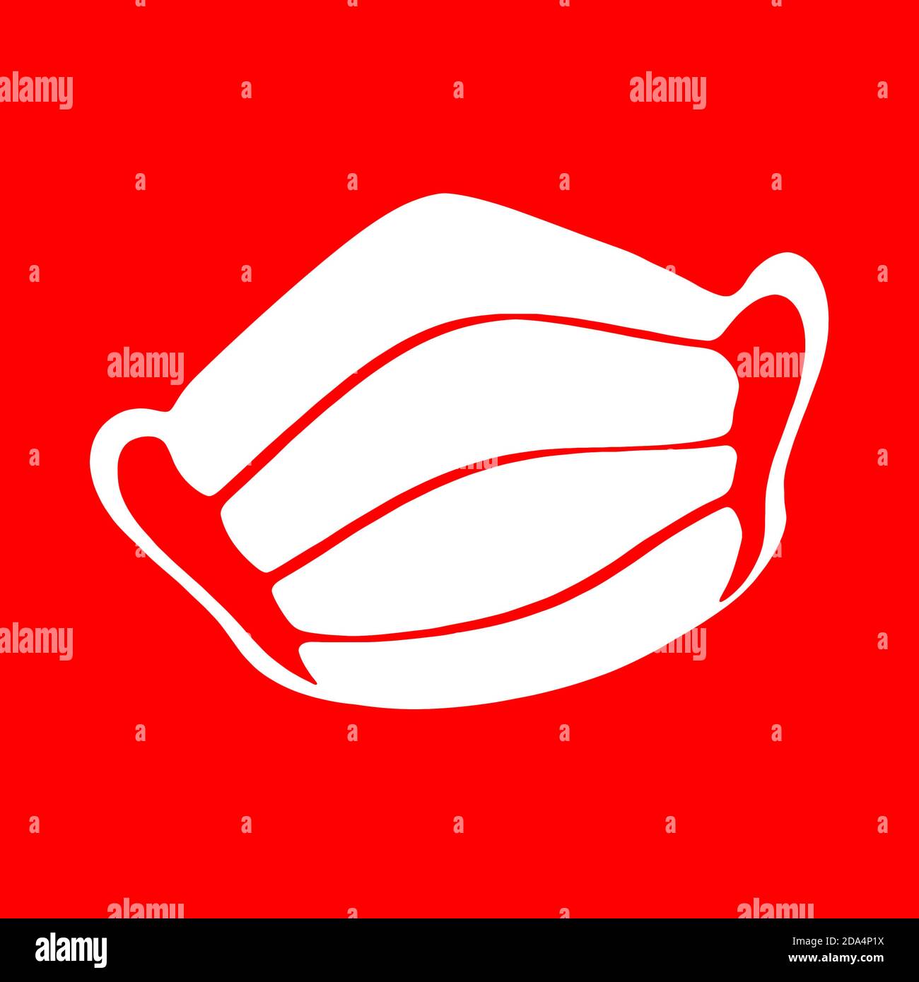 White Face Mask against red background Stock Photo