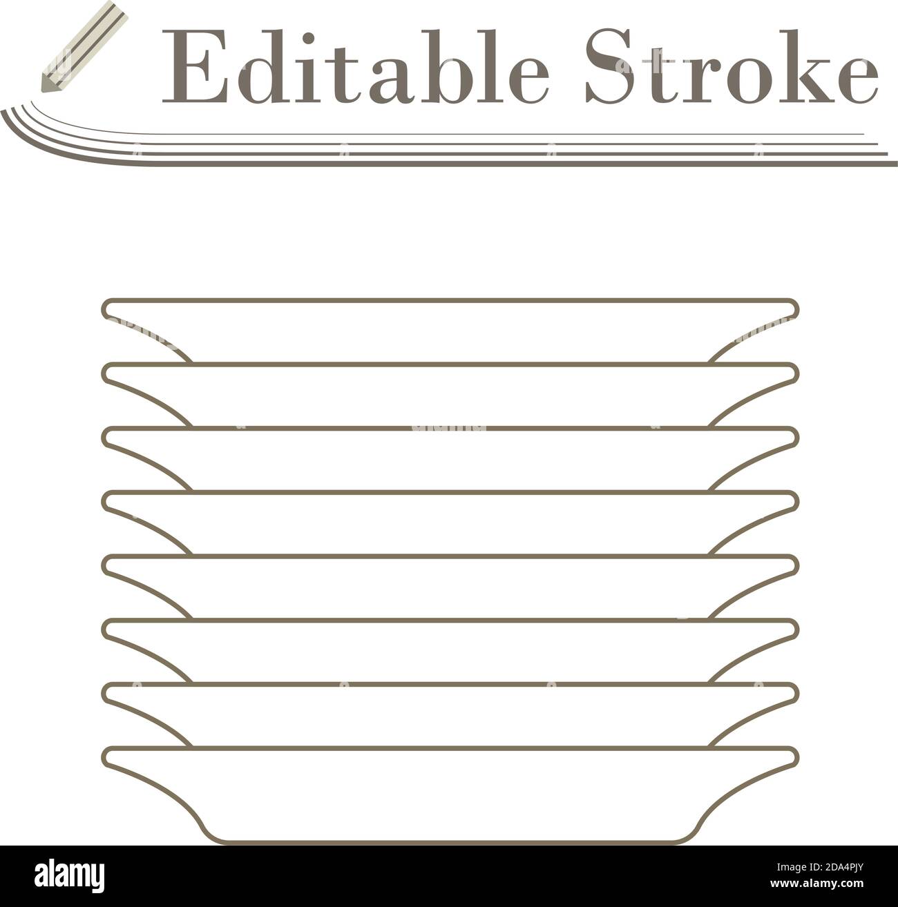 Plate Stack Icon. Editable Stroke Simple Design. Vector Illustration ...
