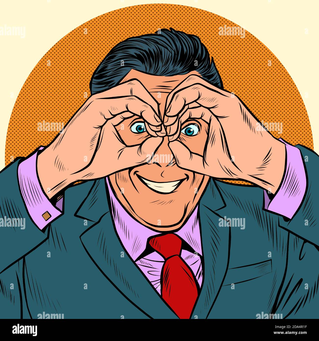 Businessman looking through binoculars hands Stock Vector