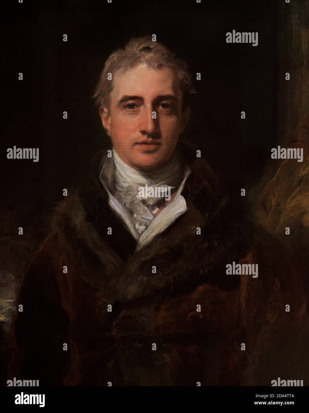Robert Stewart, 2nd Marquess of Londonderry, known as Lord Castlereagh (1769-1822). Irish statesman. Portrait by Sir Thomas Lawrence (1769-1830). Oil on canvas, 1809-1810. National Portrait Gallery. London, England, United Kingdom. Stock Photo