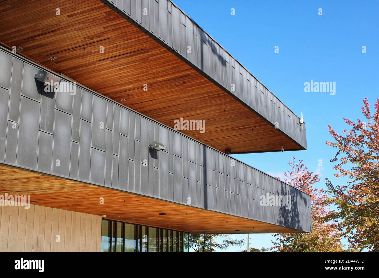 Big school building with brown and black architecture Stock Photo