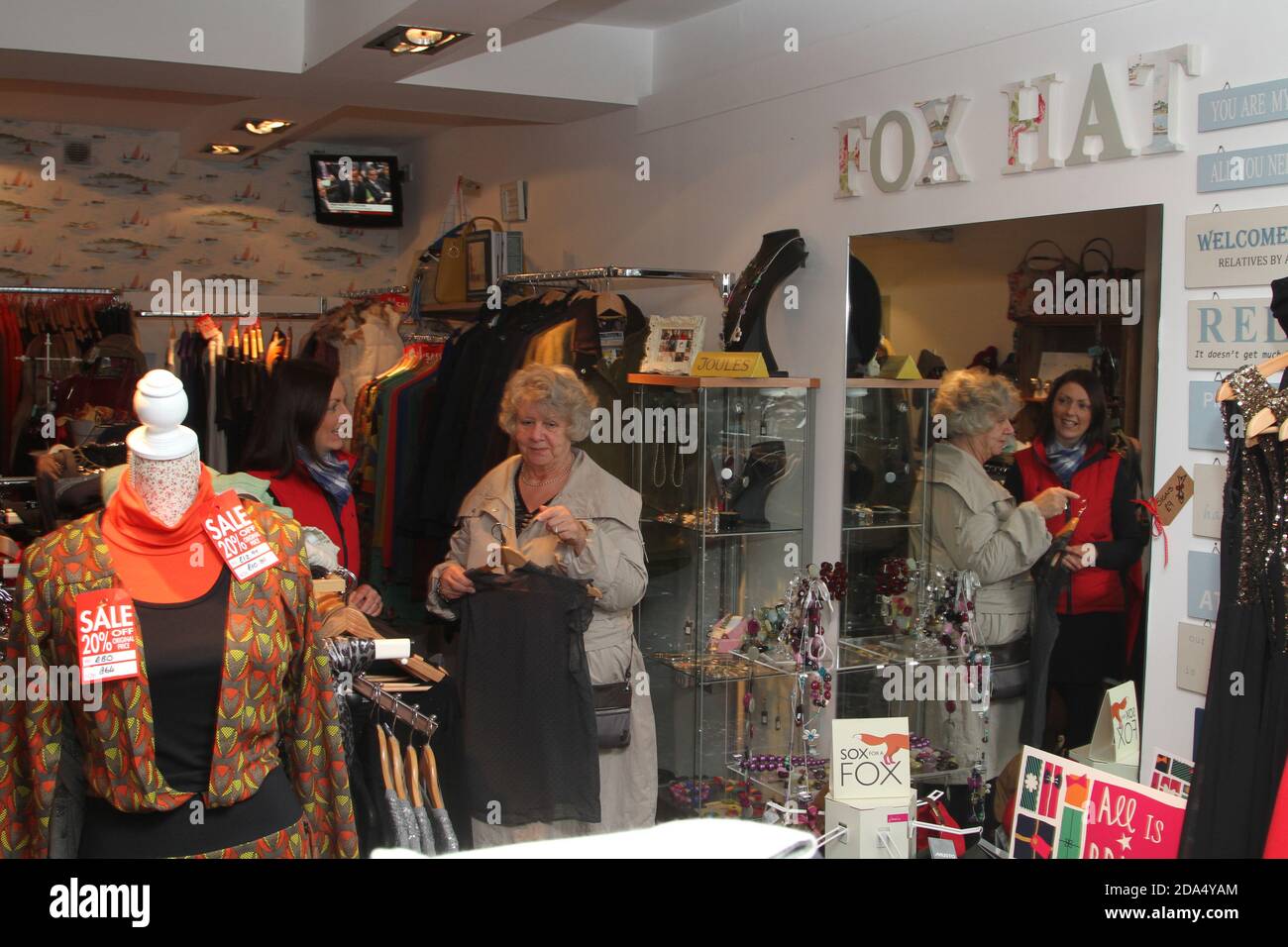 Ayr town centre, Ayrshire Shops getting ready for Christmas Stock Photo