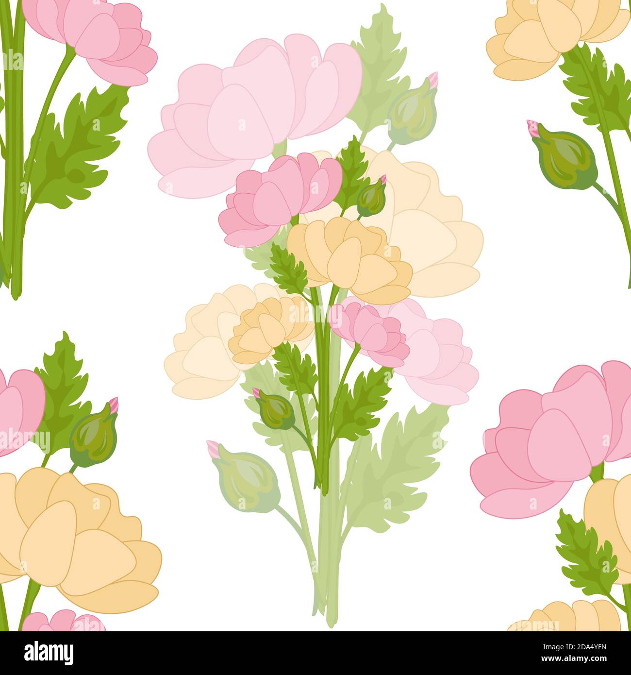 bouquet of peonies floral seamless pattern Stock Photo - Alamy
