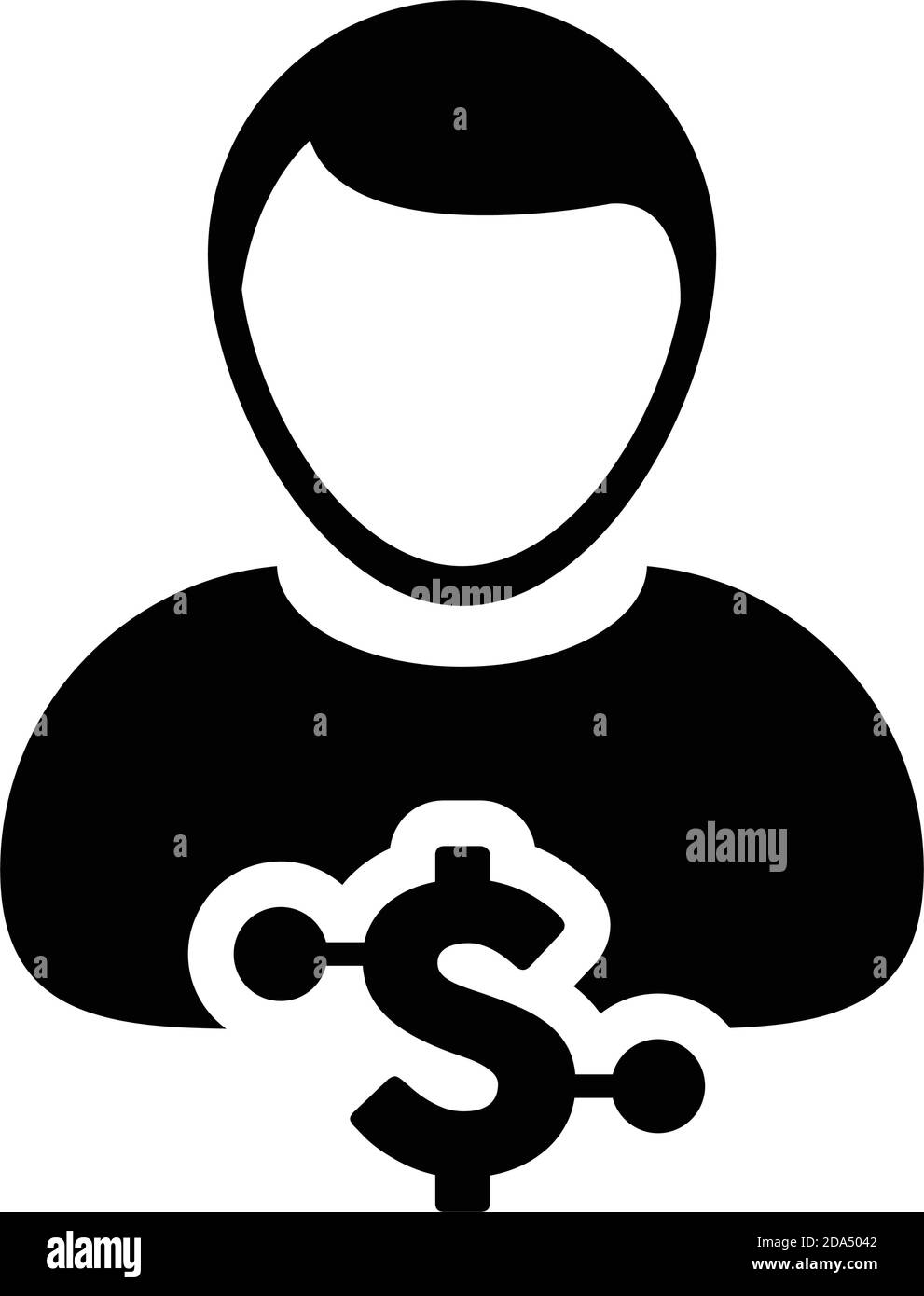 Coin icon vector digital dollar currency with male user person profile ...