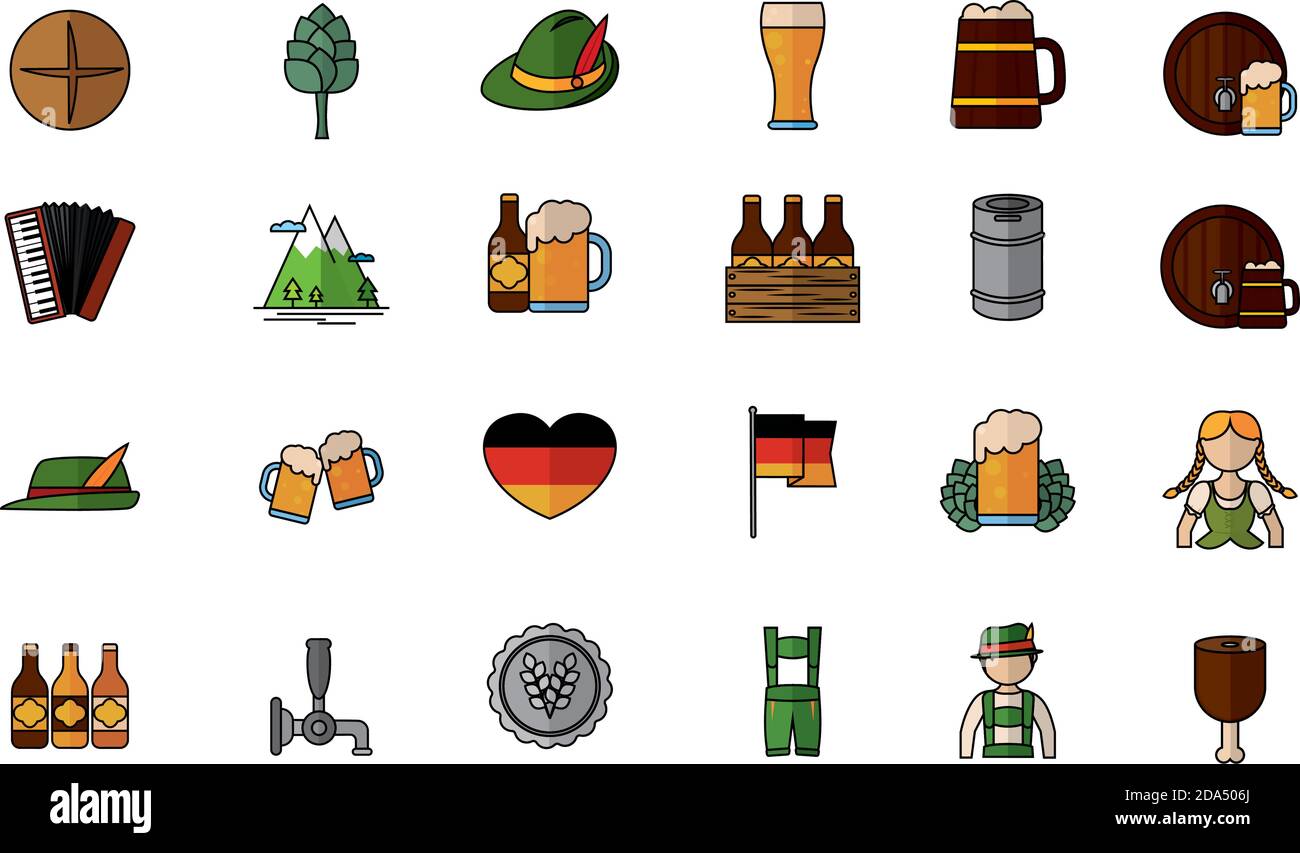 Isolated set group objects october fest icons- Vector Stock Vector
