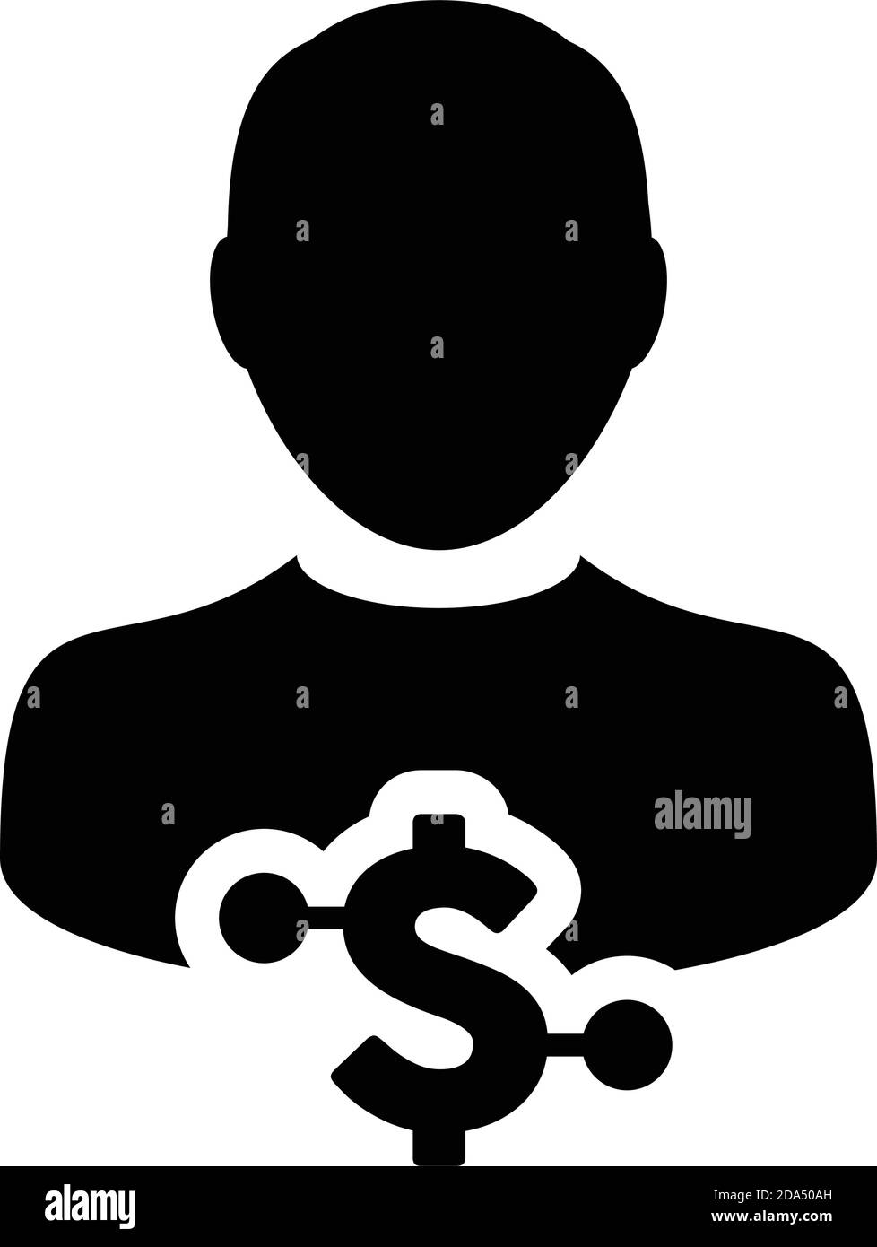 Money icon vector digital dollar currency with male user person profile ...