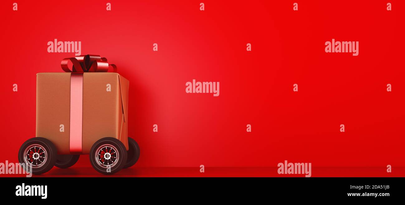 Christmas gift packages on a wheels ready to be delivered Stock Photo