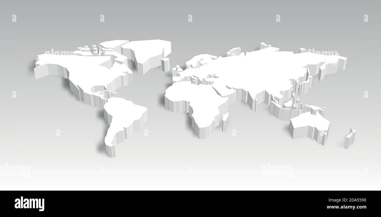 3D map of World with shadow. Vector illustration Stock Vector Image ...