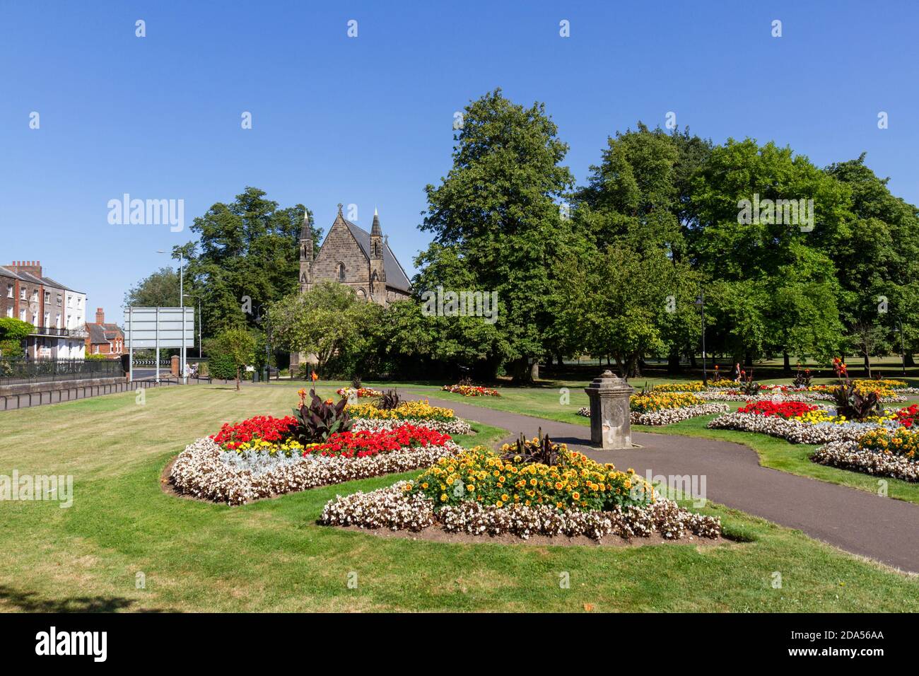 St John's Church viewed from St James' Park, King's Lynn, Norfolk, England. Stock Photo