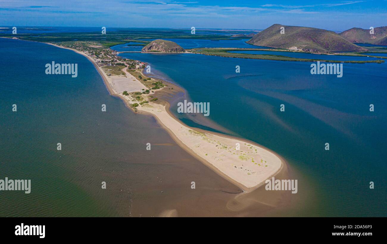 El Maviri beach or island. Coastal strip in the north of Sinaloa