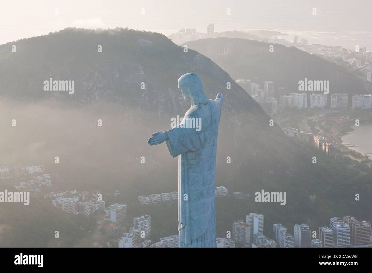 View of the Art Deco statue of Christ the Redeemer on Corcovado mountain in Rio de Janeiro