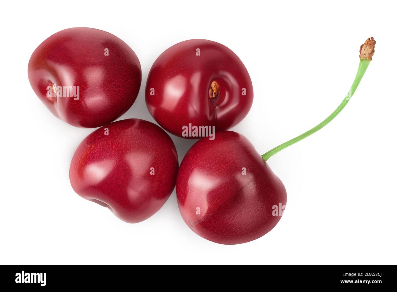 red sweet cherry isolated on white background with clipping path . Top ...