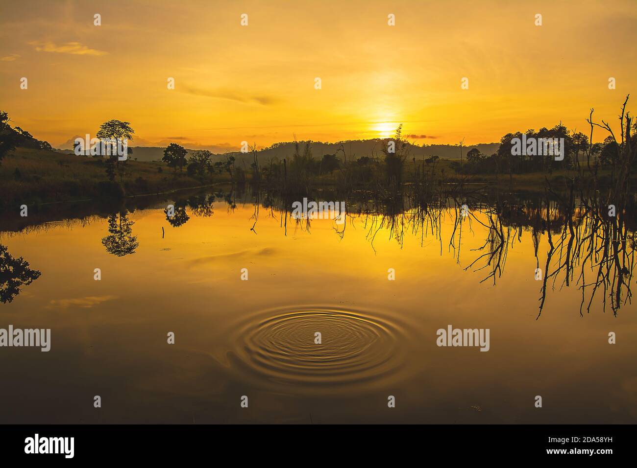 sunset and Water reflection Stock Photo - Alamy