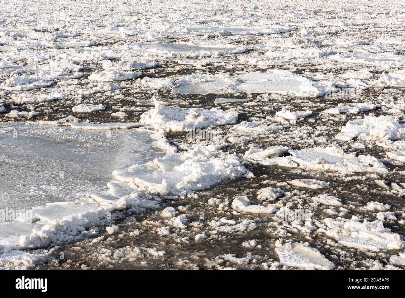 Ice on the Saint-Lawrence river, Rivière-Ouelle, Quebec, Canada. Stock Photo