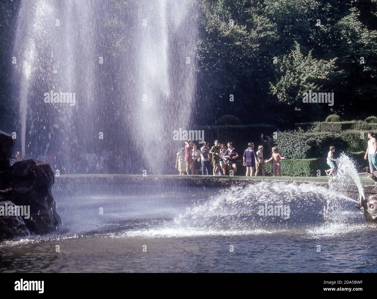 Analogue scanned photo of the fountains of the Royal Palace of La Granja de San Ildefonso in the town of Segovia, Castile and Leon, Spain, Europe Stock Photo