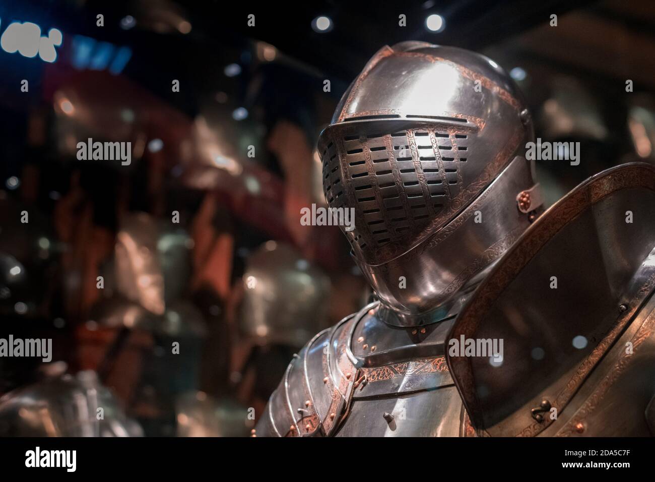 Suits of armour from Tudor and medieval times on display in London