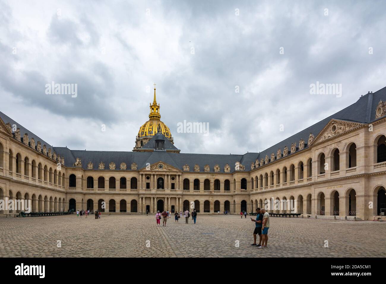 Paris, France - August 29, 2019 : Court of honor in Palace Les Invalides, or National Residence of the Invalids courtyard. Complex of museums and monu Stock Photo