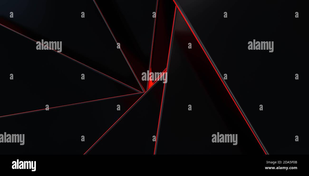 red light abstract glowing geometric shapes in dark environment 3d ...