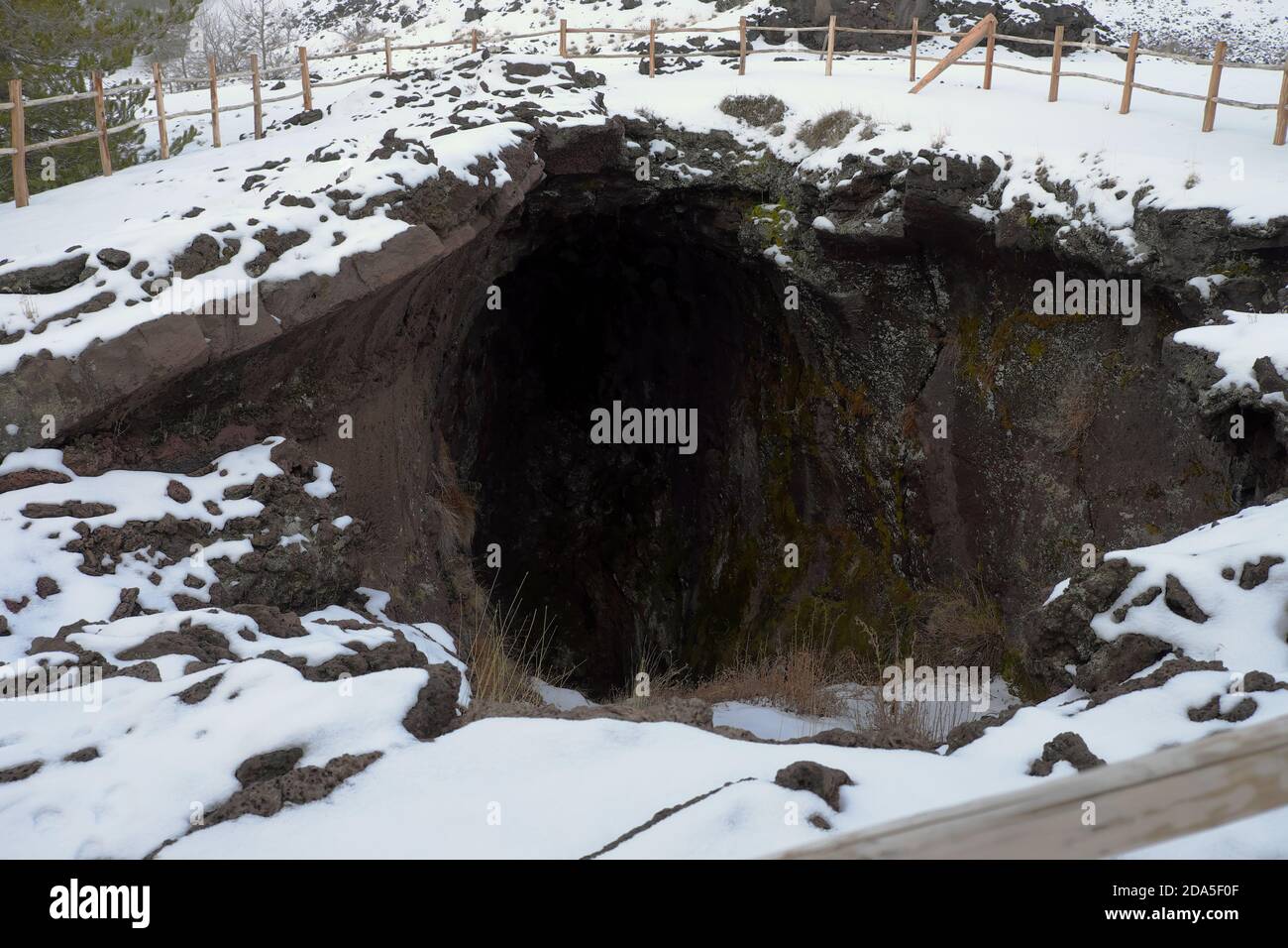 Cave of Nunziata Mount or Vanelle Cave in winter Etna Park, Sicily Stock Photo