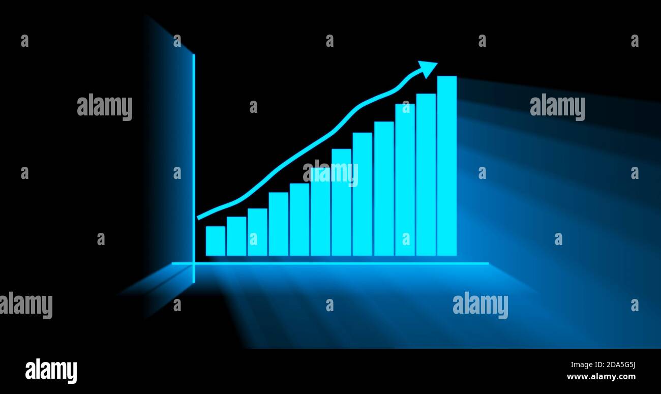 Graph showing yearly business growth. Graph chart showing business