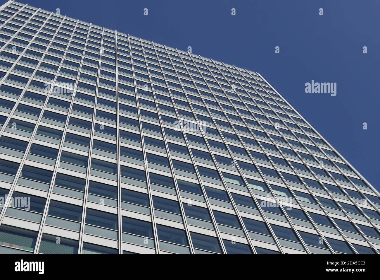 Low angle view of Wirtschaft, iconic modern architecture with glass ...