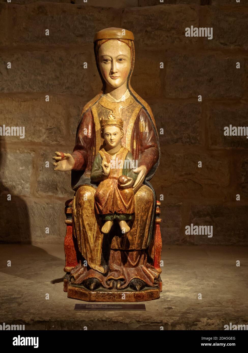 Medieval statue of Virgin and Child in the Cathedral Museum - Pamplona, Navarre, Spain Stock Photo