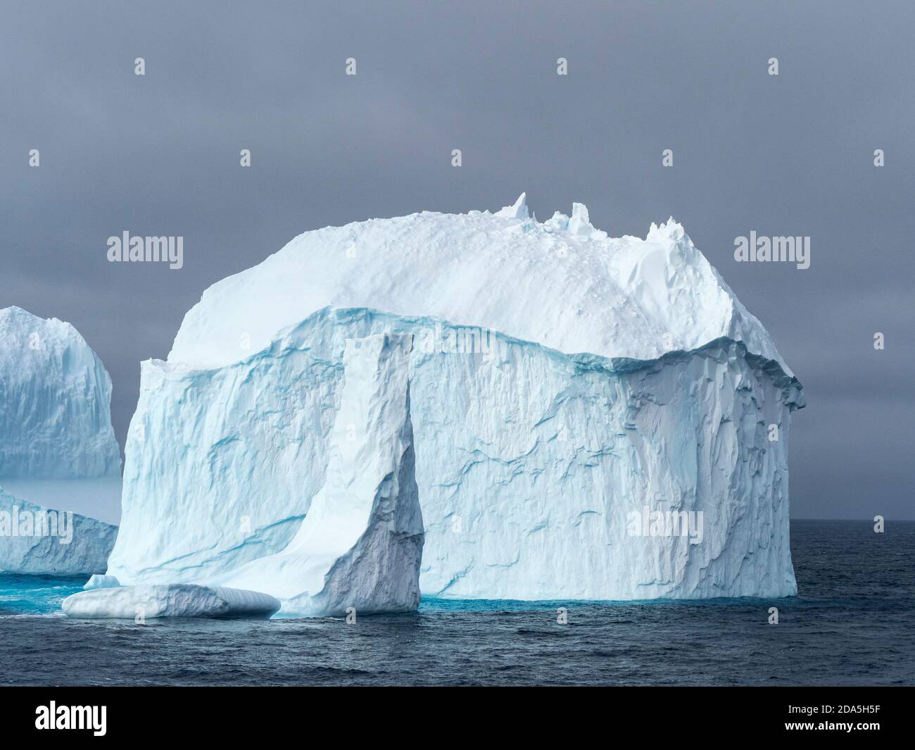A tabular iceberg formation near Barrientos Island, South Shetland Islands, Antarctica. Stock Photo