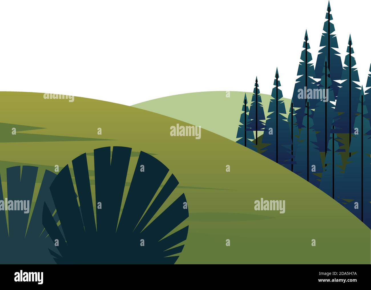 winter season landscape scene with pines forest and mountains vector ...