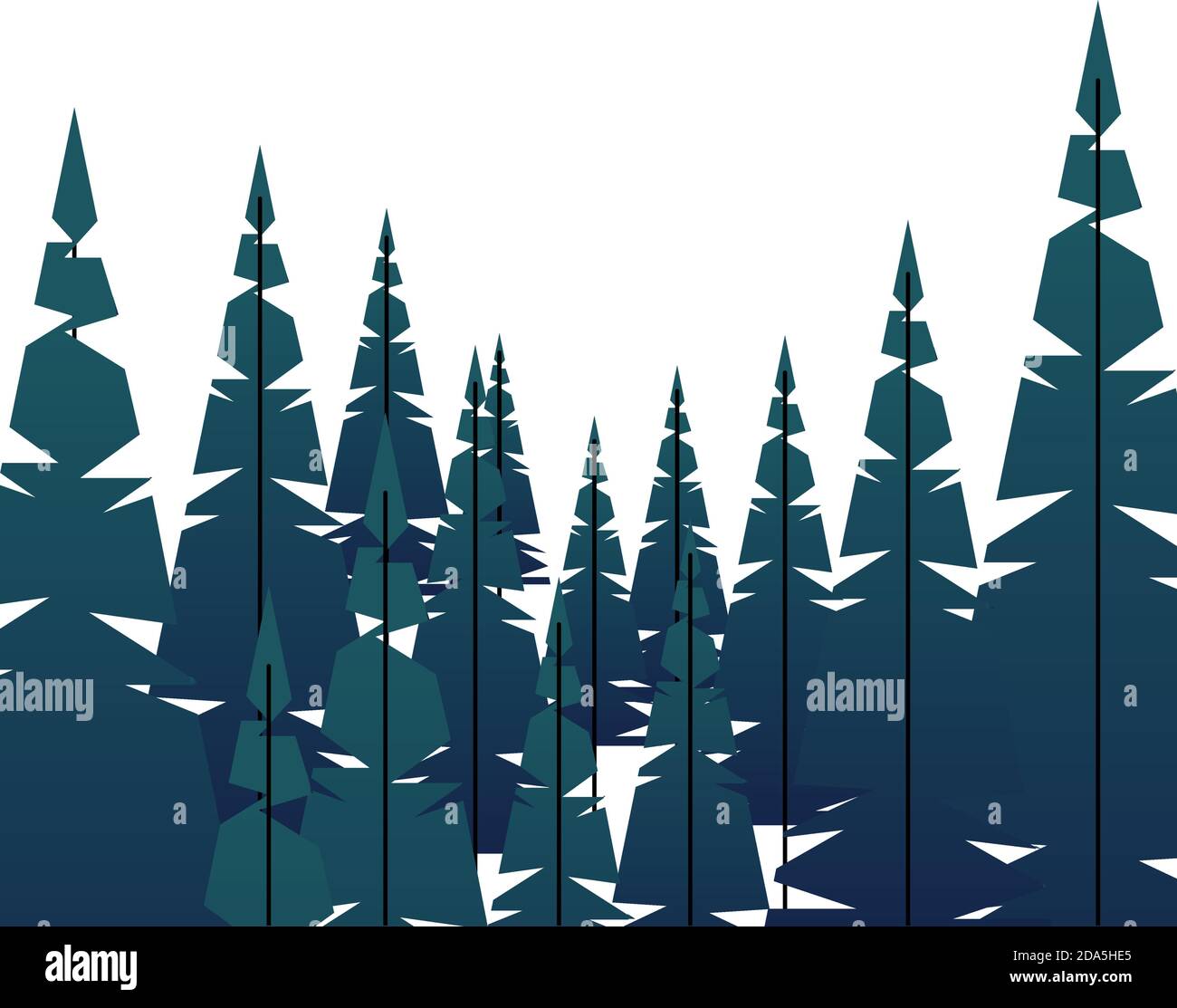 winter season landscape scene with pines forest vector illustration ...