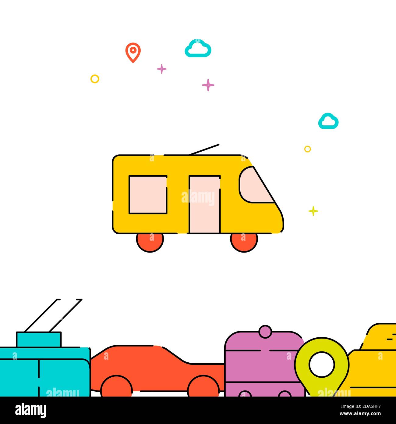 Minibus filled line icon, simple illustration Stock Vector