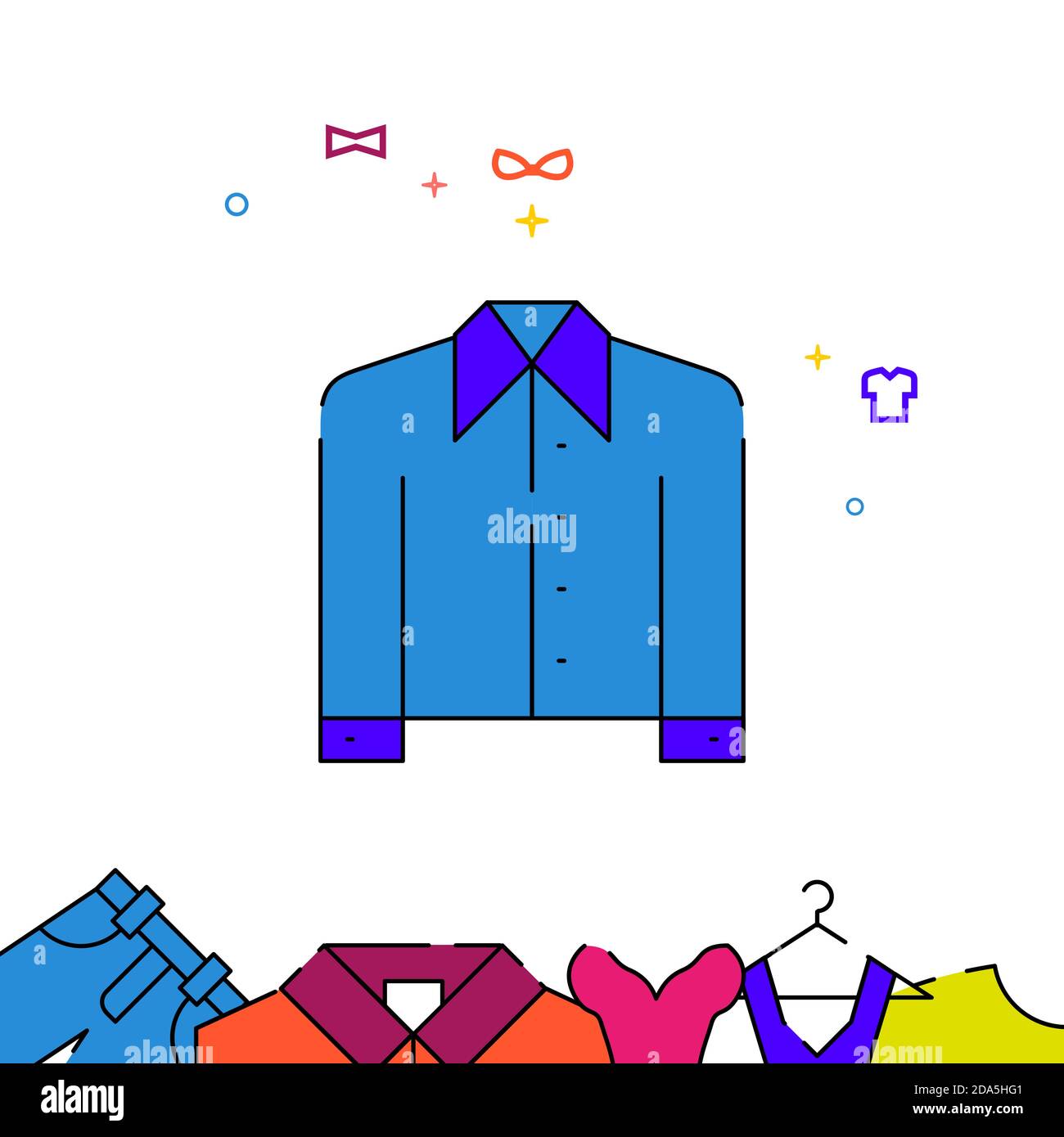 Blue men shirt filled line icon, garments simple illustration Stock ...