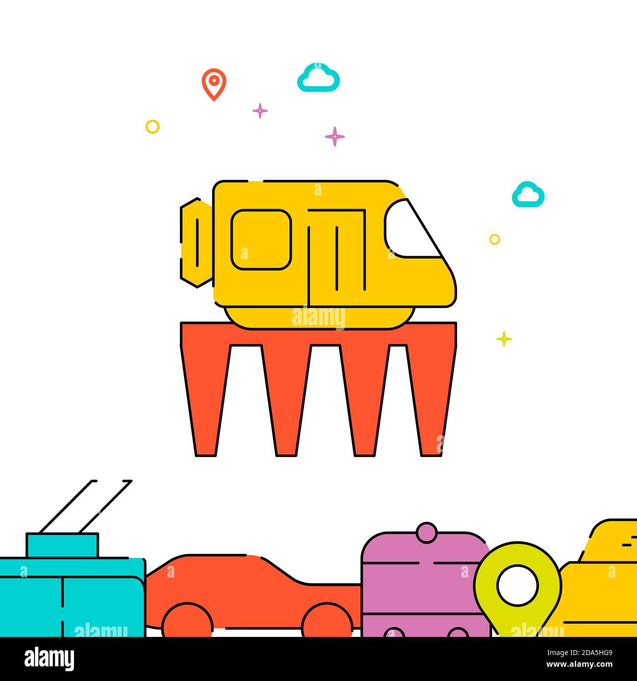 Monorail train filled line icon, simple illustration Stock Vector