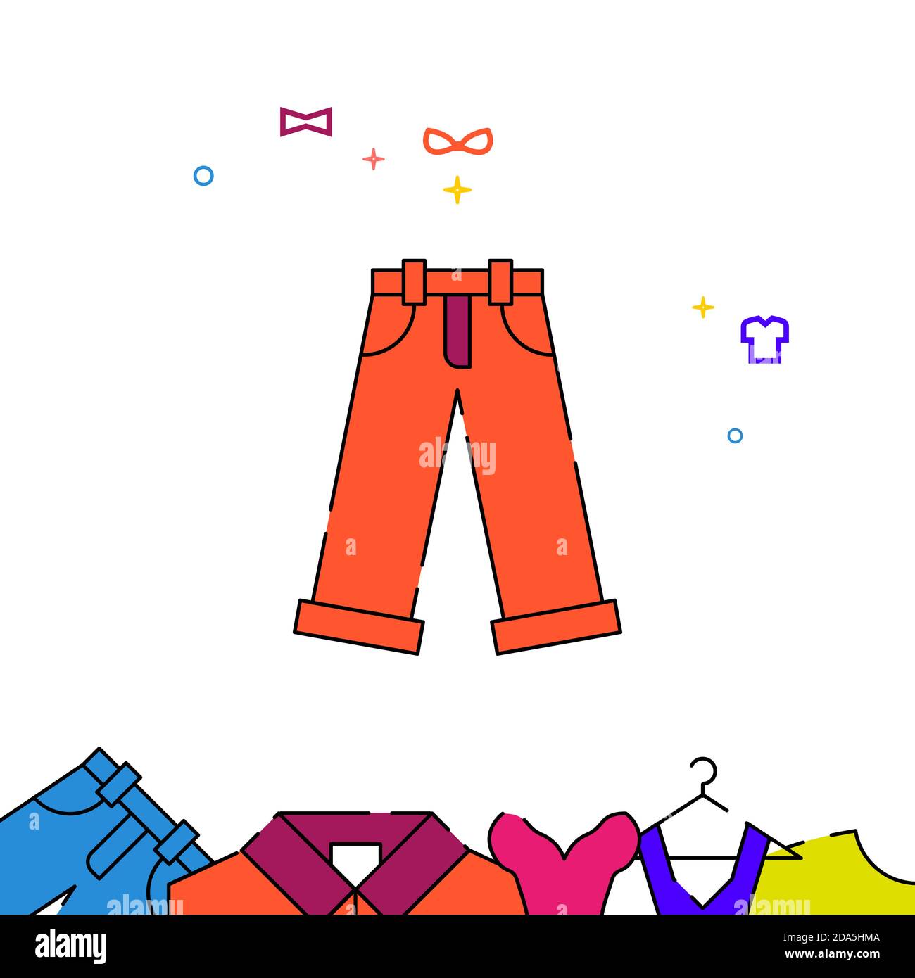 Orange pants rolled up filled line icon, garments simple illustration Stock  Vector Image & Art - Alamy