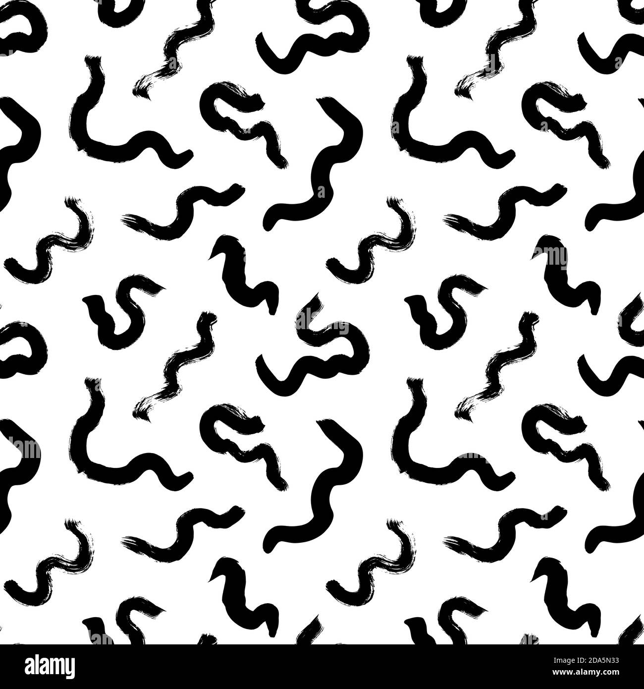 Wavy and swirled brush strokes seamless pattern. Stock Vector