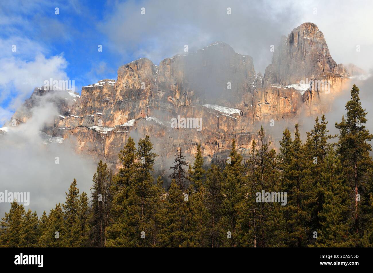 Castle mountains in Banff Stock Photo