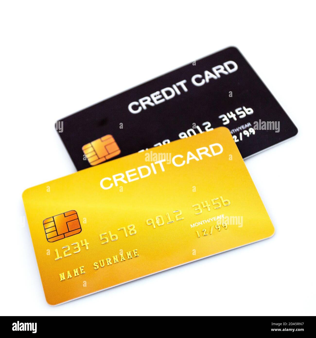 Concept of finance, banking and credit cards isolated on white, for use in financial matters. Stock Photo