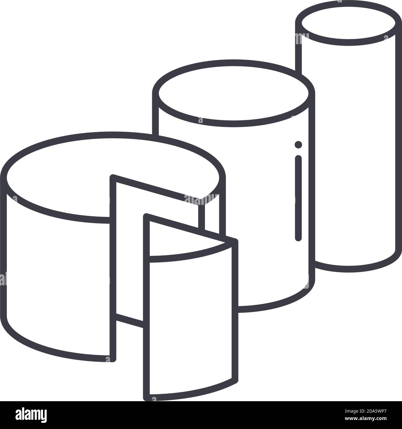 3d diagram icon, linear isolated illustration, thin line vector, web ...
