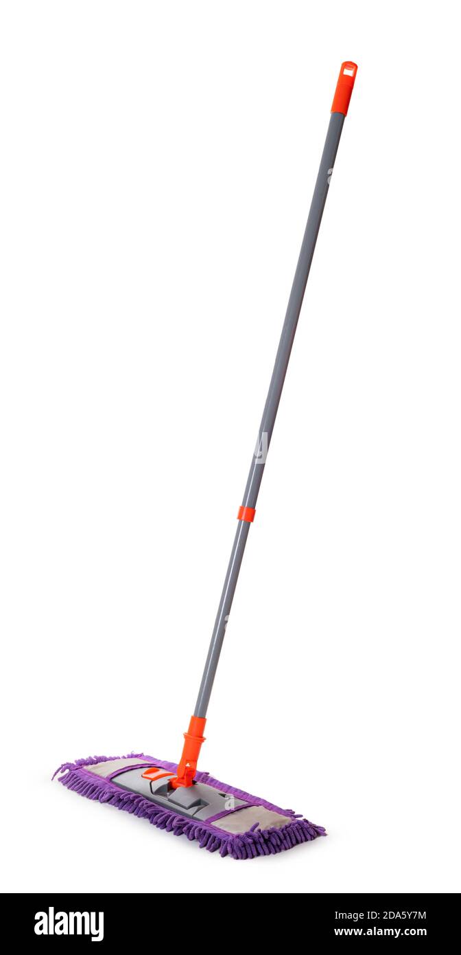 mop with rag closeup on white isolated background Stock Photo Alamy