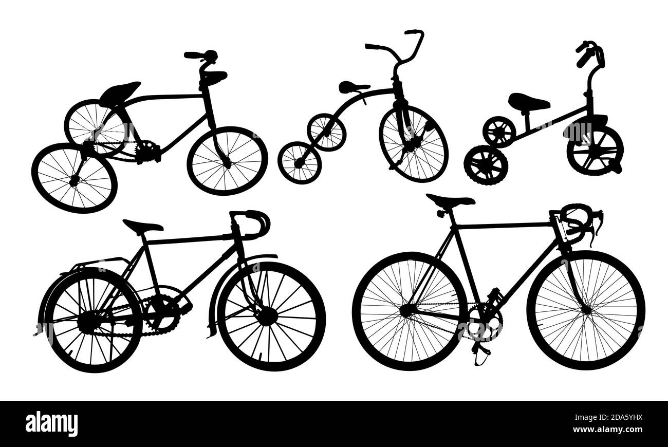 A Set of Silhouette of a old bike. Stock Vector